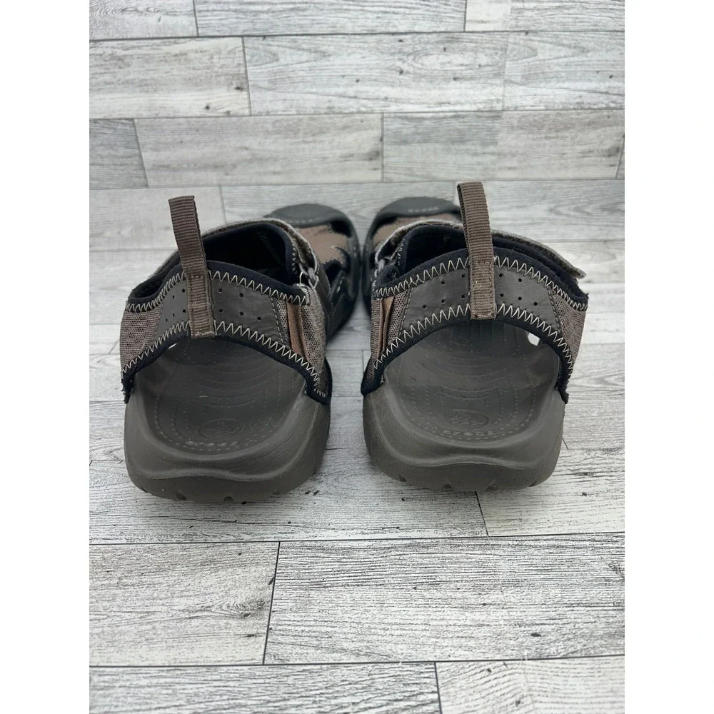 Crocs Men's Sport Sandals Water Shoes Size 12 Brown Mesh Hook‎ and Loop